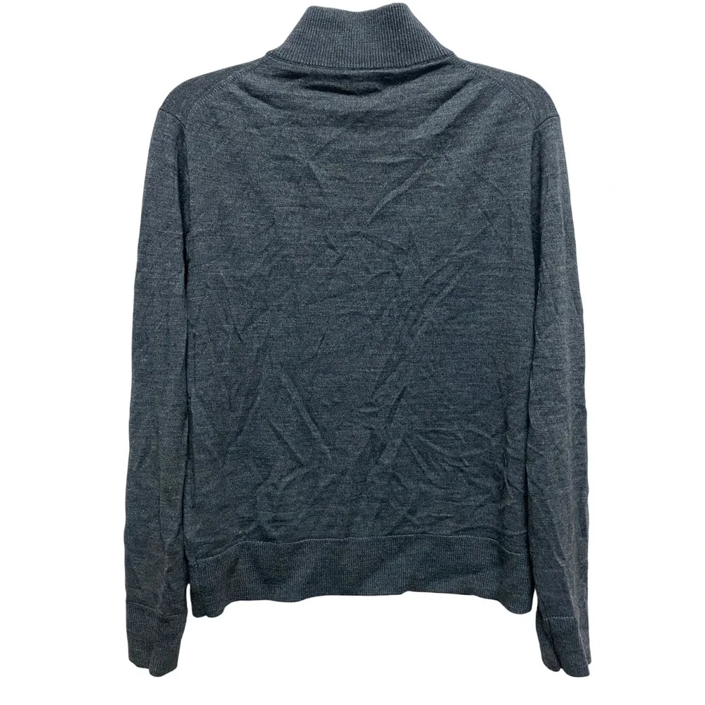 J.Crew Mens Wool Blend Quarter Zip Pullover Sweater Gray Medium Outdoor‎
